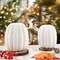 Greentek; 2 Pcs Large White Artificial Pumpkins, Faux Foam Harvest Pumpkins with Realistic Stems, DIY Fall Pumpkin Decor for Thanksgiving Halloween Table Centerpiece, Home Holiday Seasonal Decoration; Category:Decor Pumpkins; Image:5